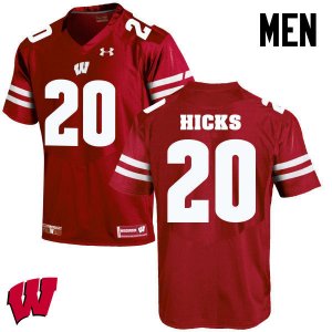 Men's Wisconsin Badgers NCAA #20 Faion Hicks Red Authentic Under Armour Stitched College Football Jersey LQ31I58SO